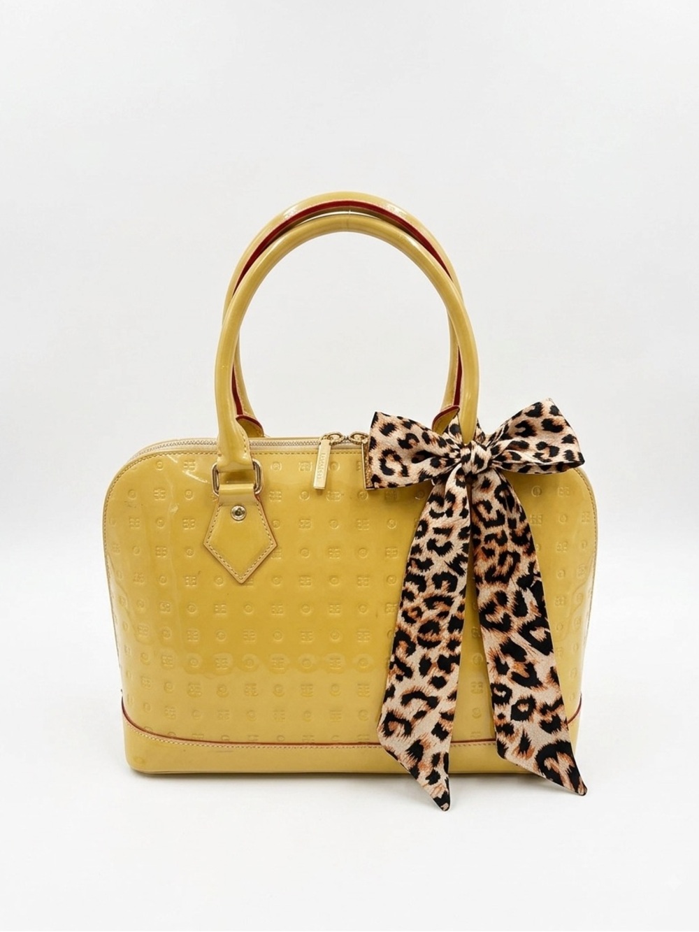 Arcadia Yellow Patent Leather Handbag with Twilly included